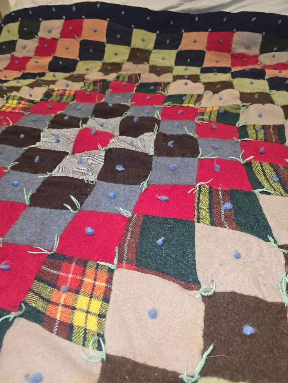 Vintage Wool Patchwork Block Quilt
